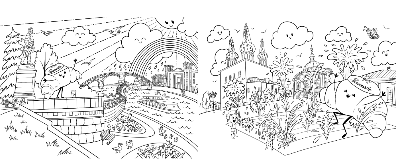 Раскраска и маскот для ресторана Bonneville