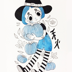 Тушь и акварель