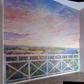 пейзаж, роспись на стене 