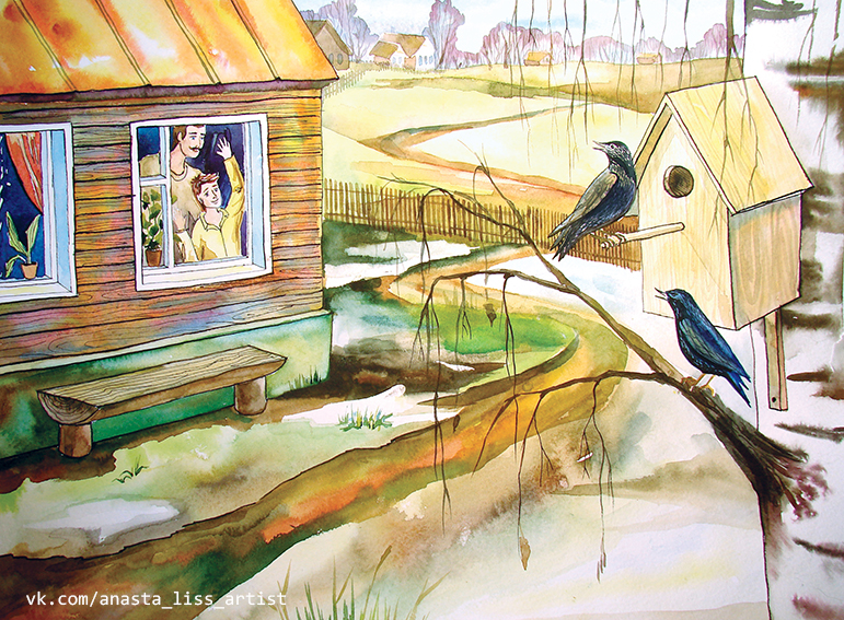 Иллюстрации для детской книги "Как смастерить скворечник"