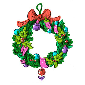 Иллюстрация  и серия паттернов "Рождественский венок"