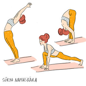 Иллюстрация комплекса упражнений "Приветствие солнцу"