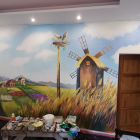 Пейзаж с мельницей