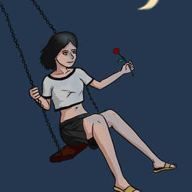 девушка на качелях