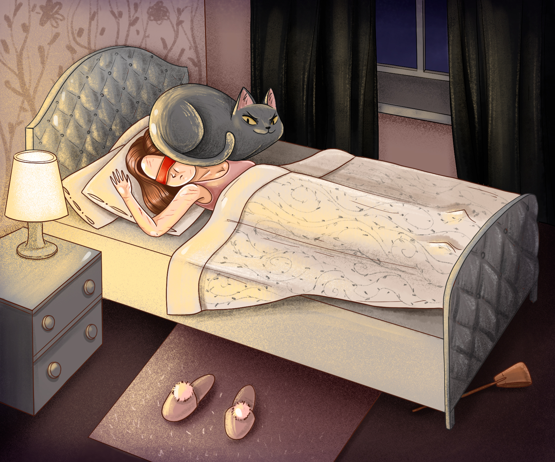 Никуда спи. Смешной сон. Сон иллюстрация. Прикольных снов. Спящий кот в кровати.