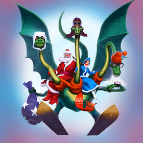 Горыныч, Мороз и Снегурочка.