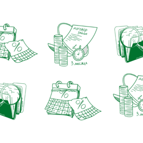 Контурные монохромные иллюстрации