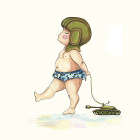 Танкист и дисантник. Из серии открытки к 23 фквраля