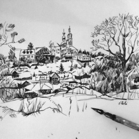 Тушь, акварель, графика