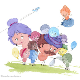 Десять разноцветных паучков