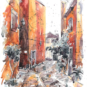 акварель+тушь