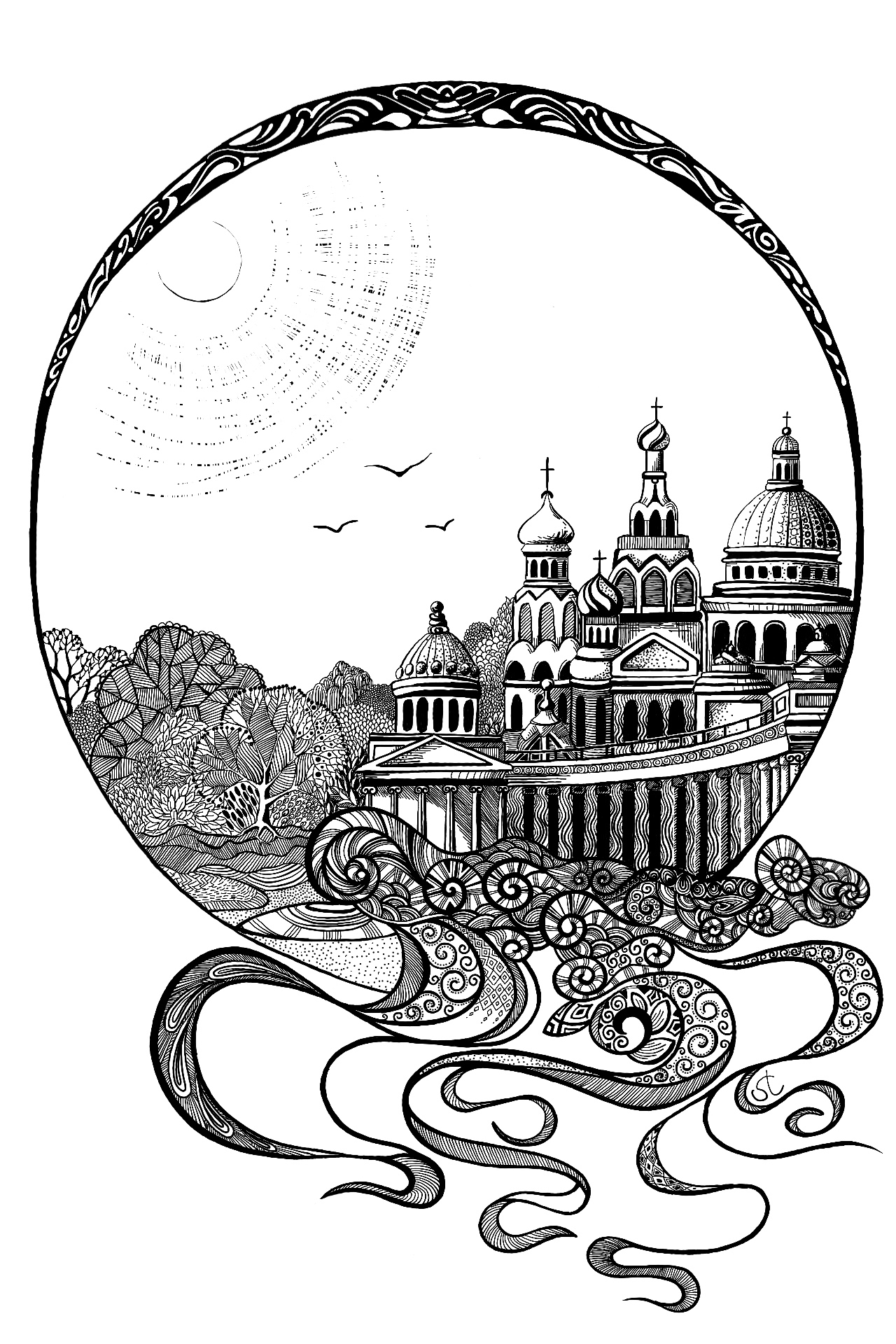 Контурный рисунок санкт петербург