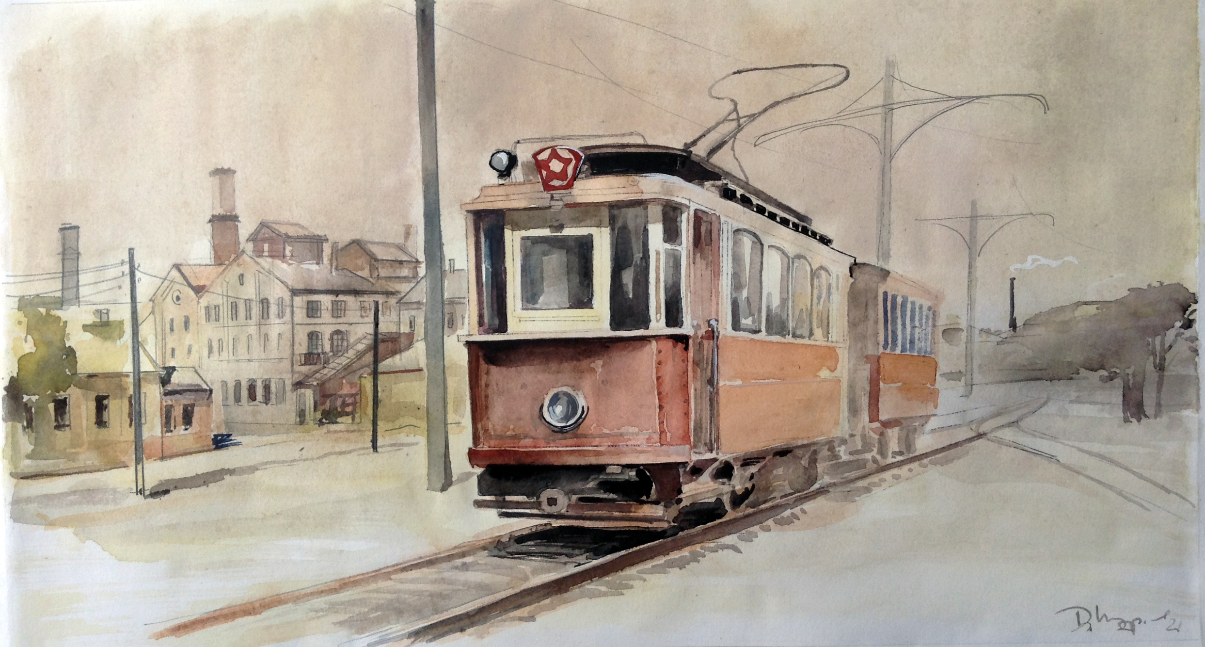 Старый трамвай Тихомиров