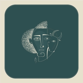 триптих человек и корова