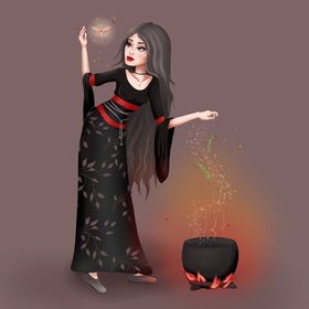 Разработка детского персонажа - ведьмочки