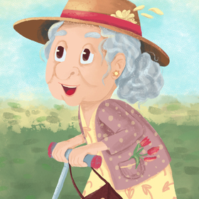 Бабушка на самокате