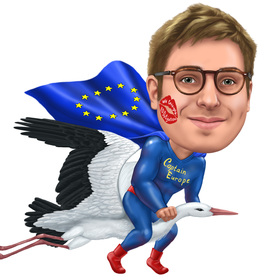 Шарж мужчина на цапле