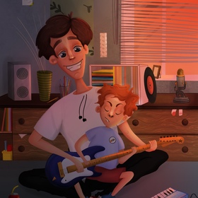 Иллюстрация и персонажи для проекта "Музыкальное кафе"