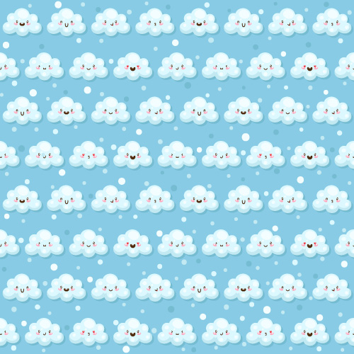 Pattern with cute clouds