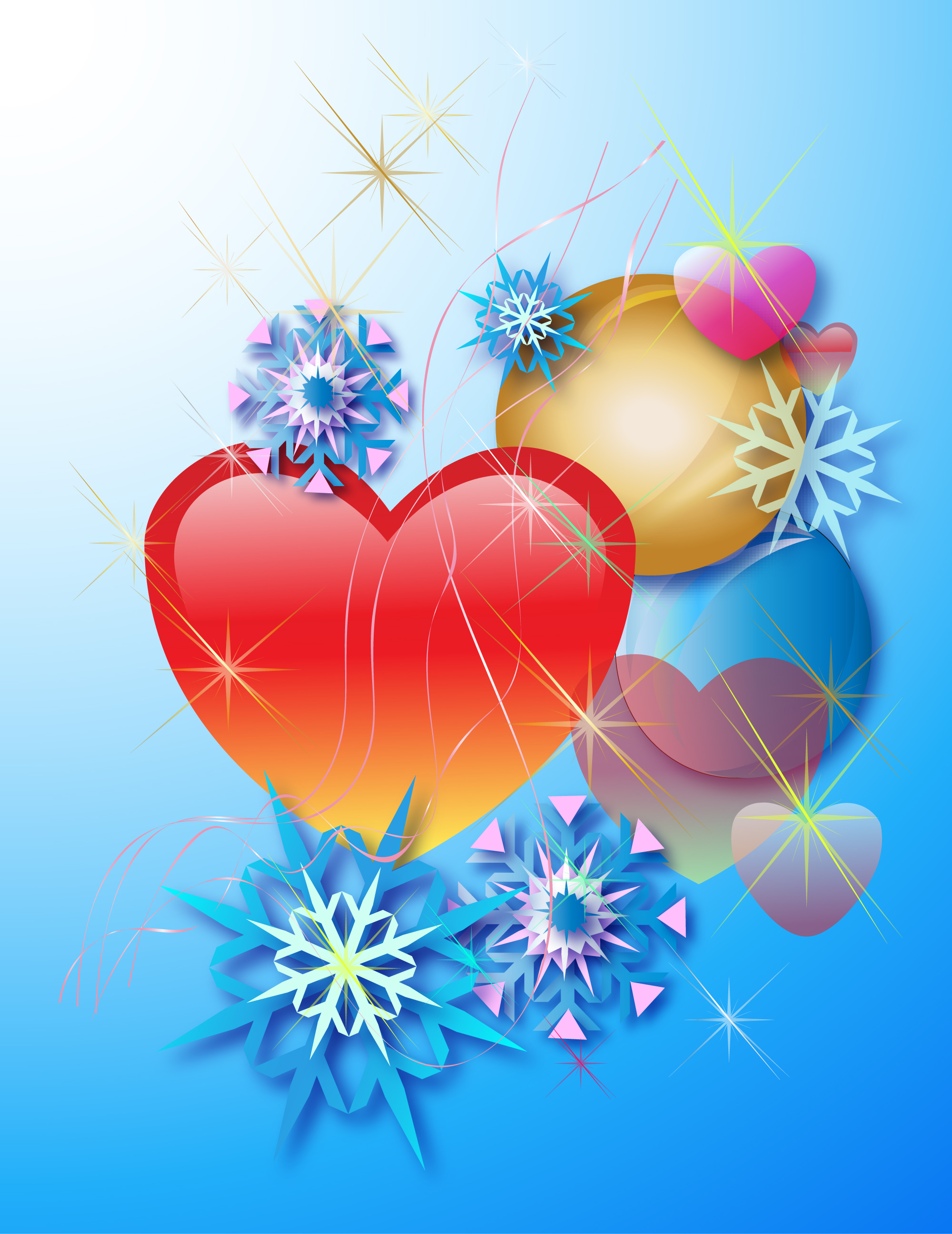 Hearts and snowflakes