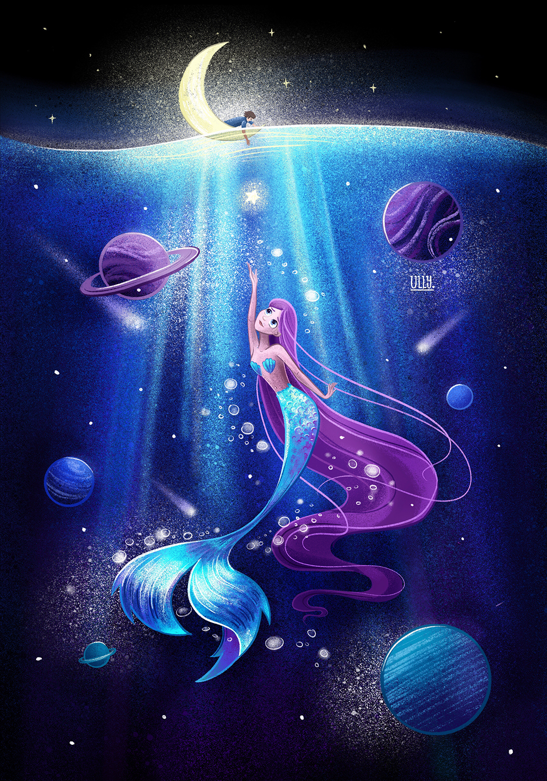 Mermaid in a cosmic sea