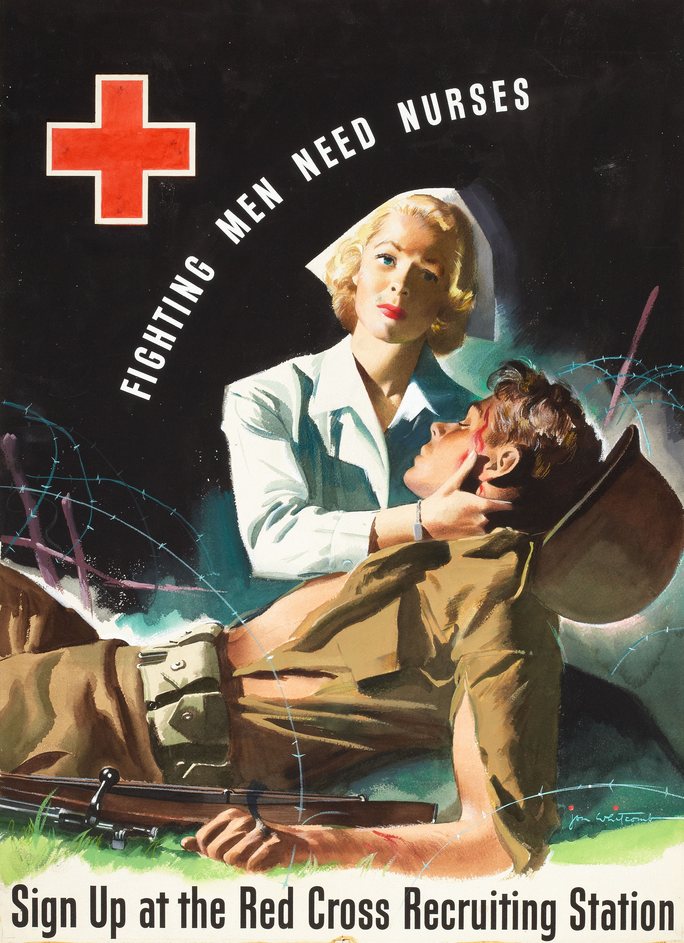 Fighting men need nurses  poster illustration  1944