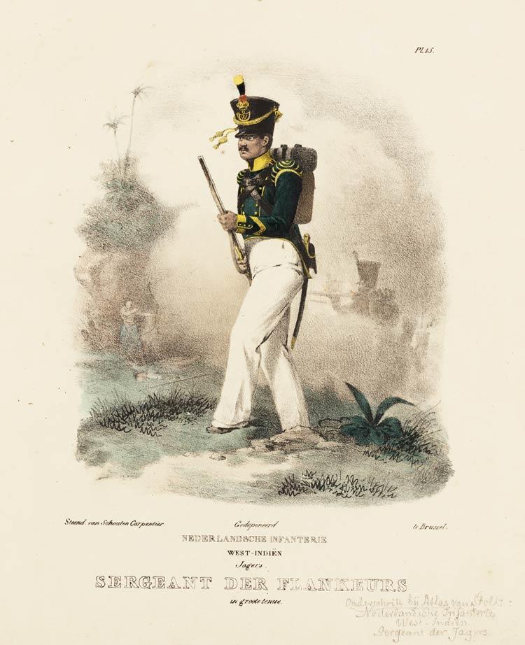 Jagers  sergeant der flankeurs in groote tenue  nederlandsche infanterie west indien