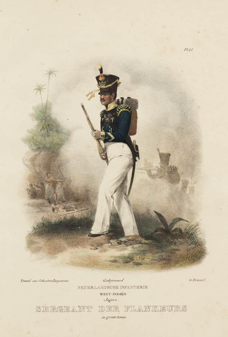 Sergeant der flankeurs van de jagers  in groote tenue  nederlandsche infanterie west indien