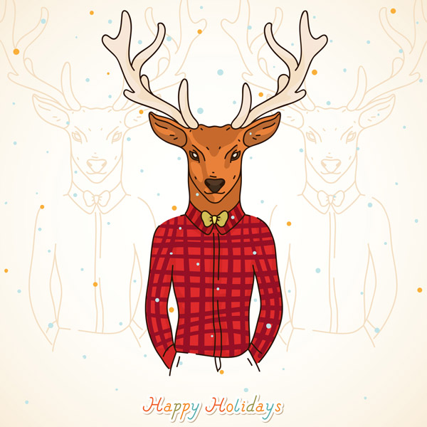 Winter card fashion deer