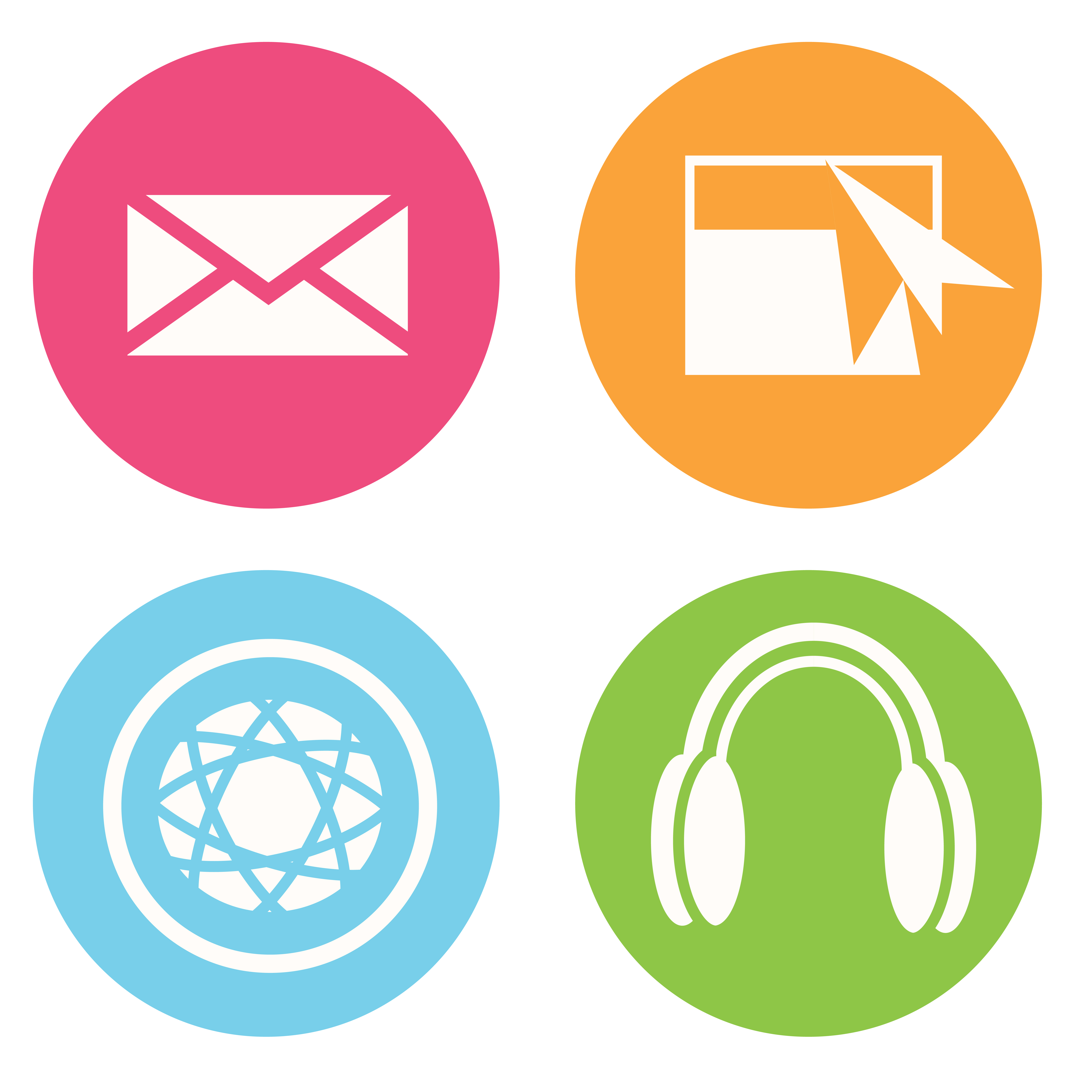 Set of 4 icons on white background