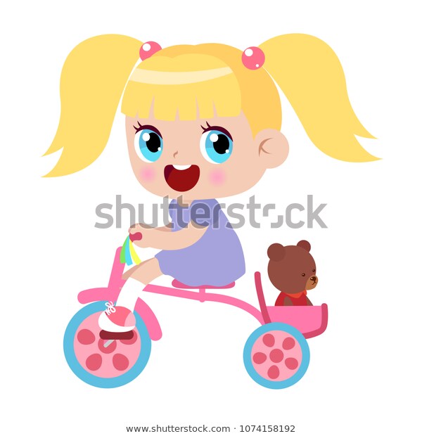 Children little girl riding bicycle 600w 1074158192