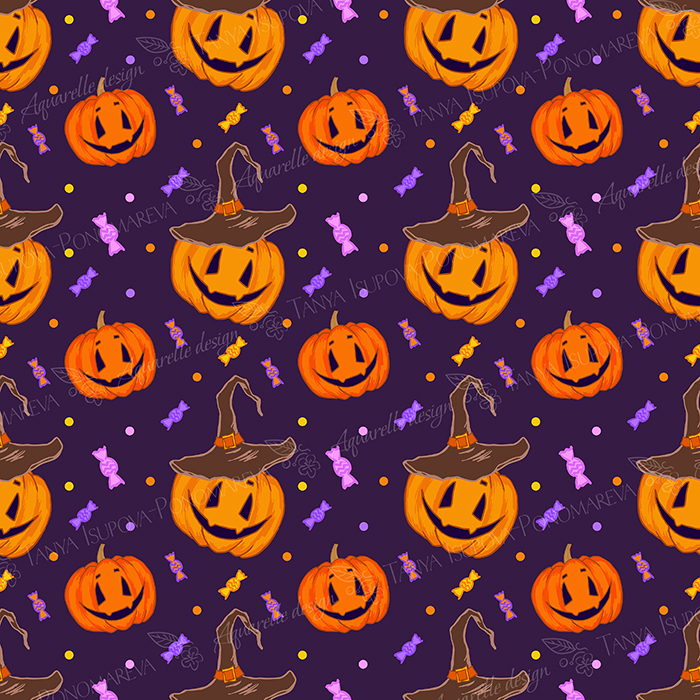 Pattern with pumpkin and candy