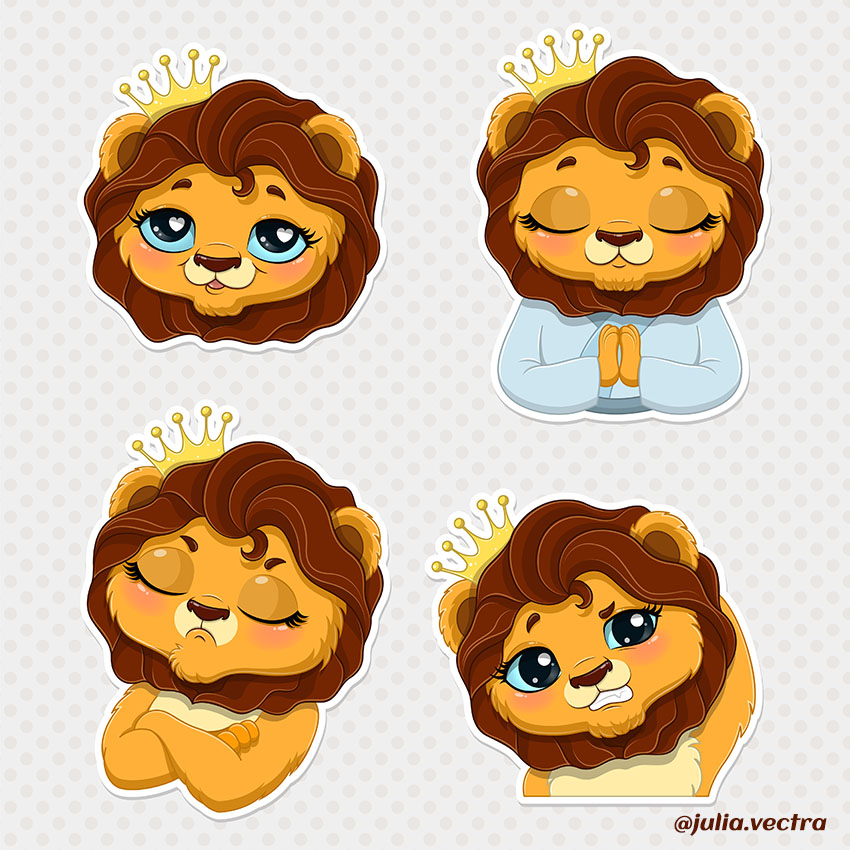 Sticker set lion for insta