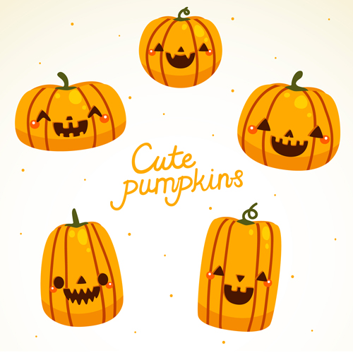 Set with cute pumpkins