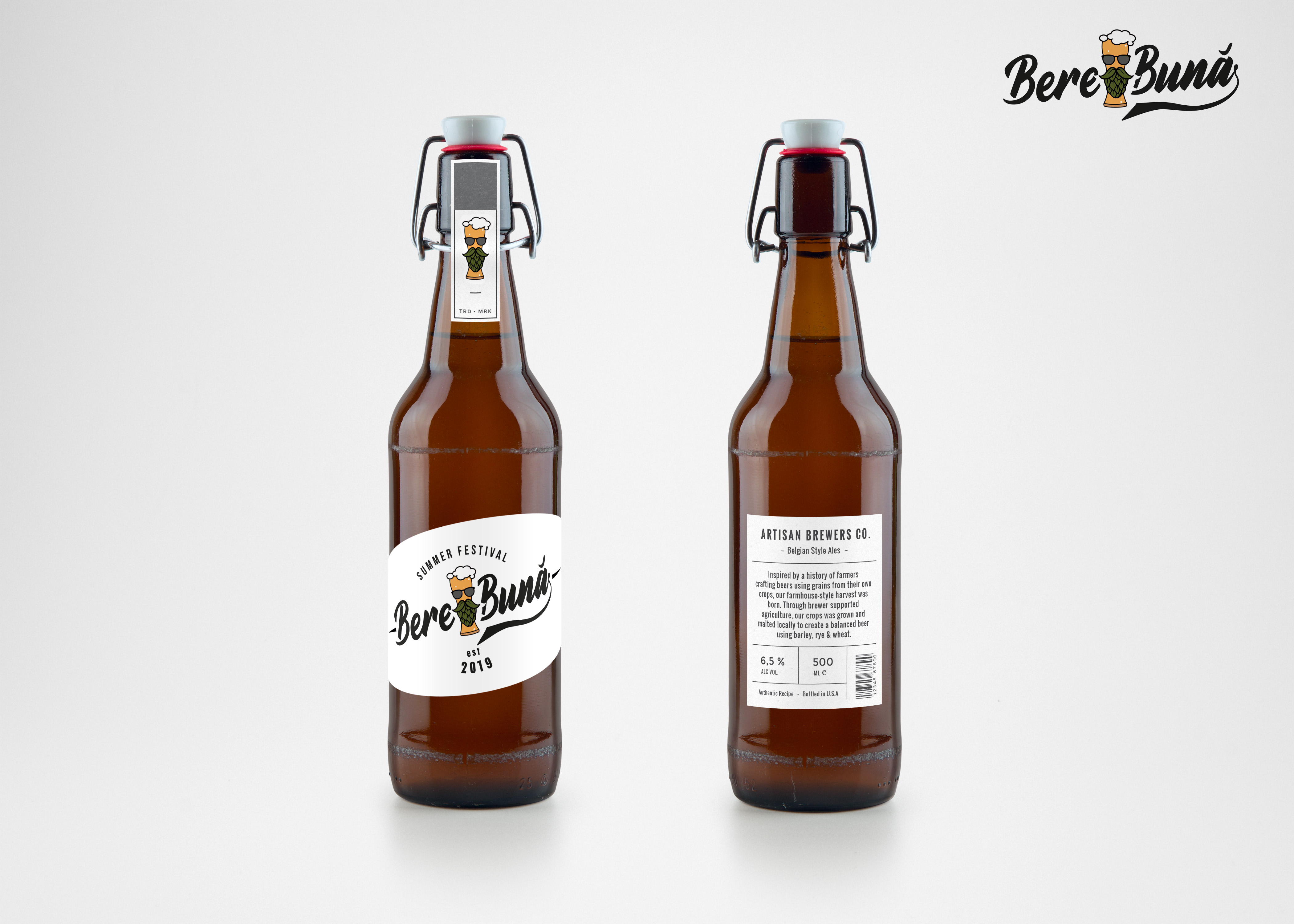 Artisan beer bottle mockup