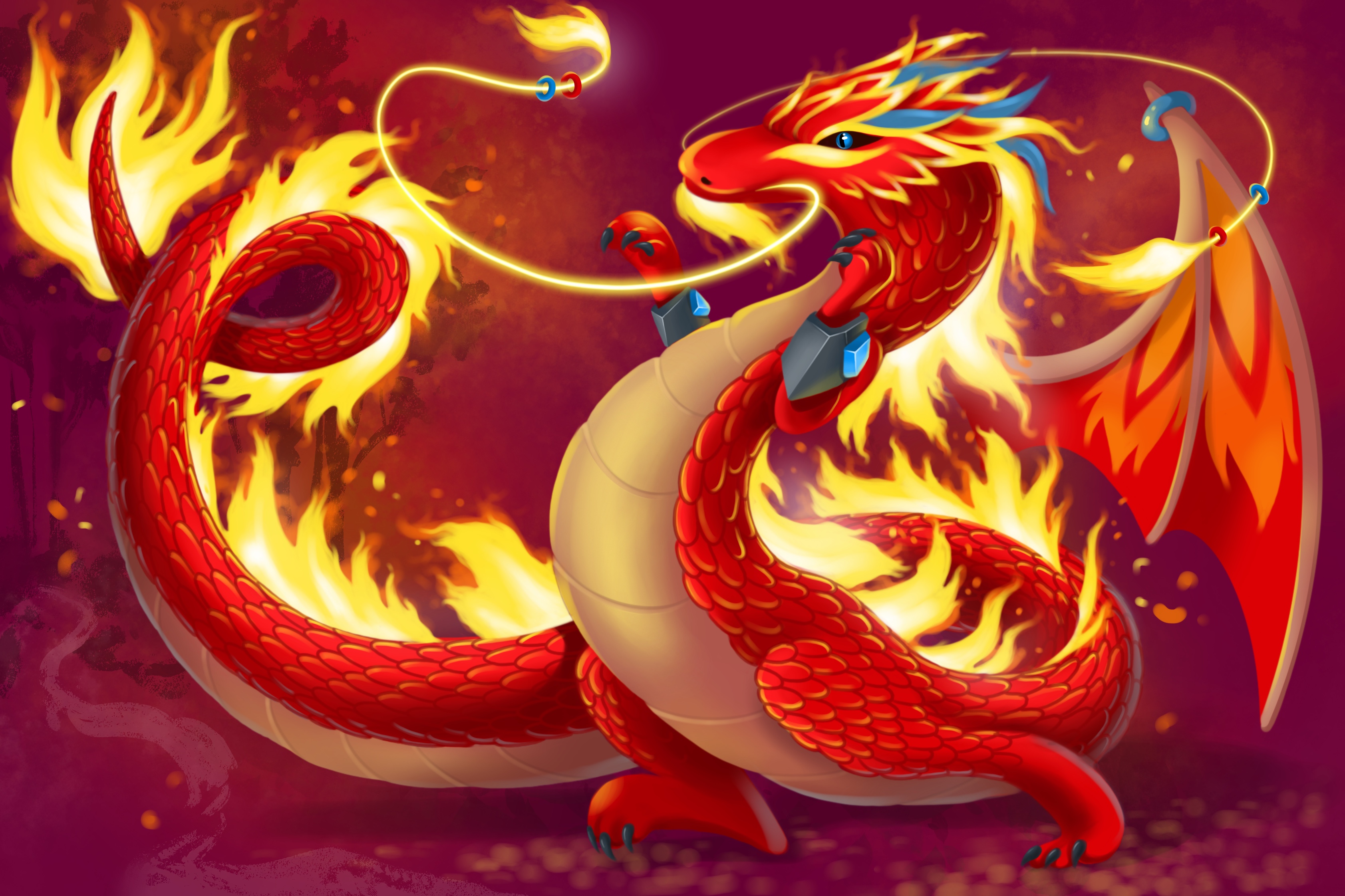 Темы красный Огненный дракон
