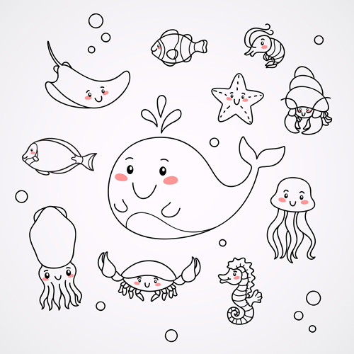 Cute sealife doodles