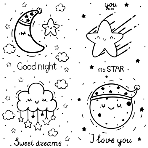 Coloring set with night cards 02
