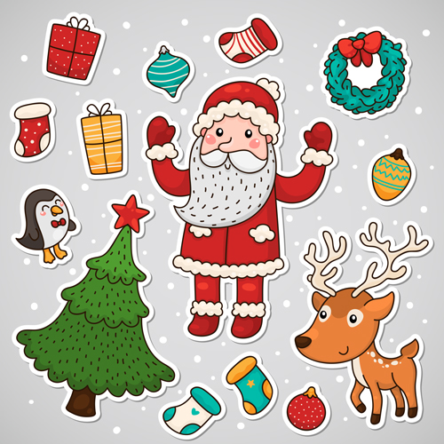 Christmas and new year stickers