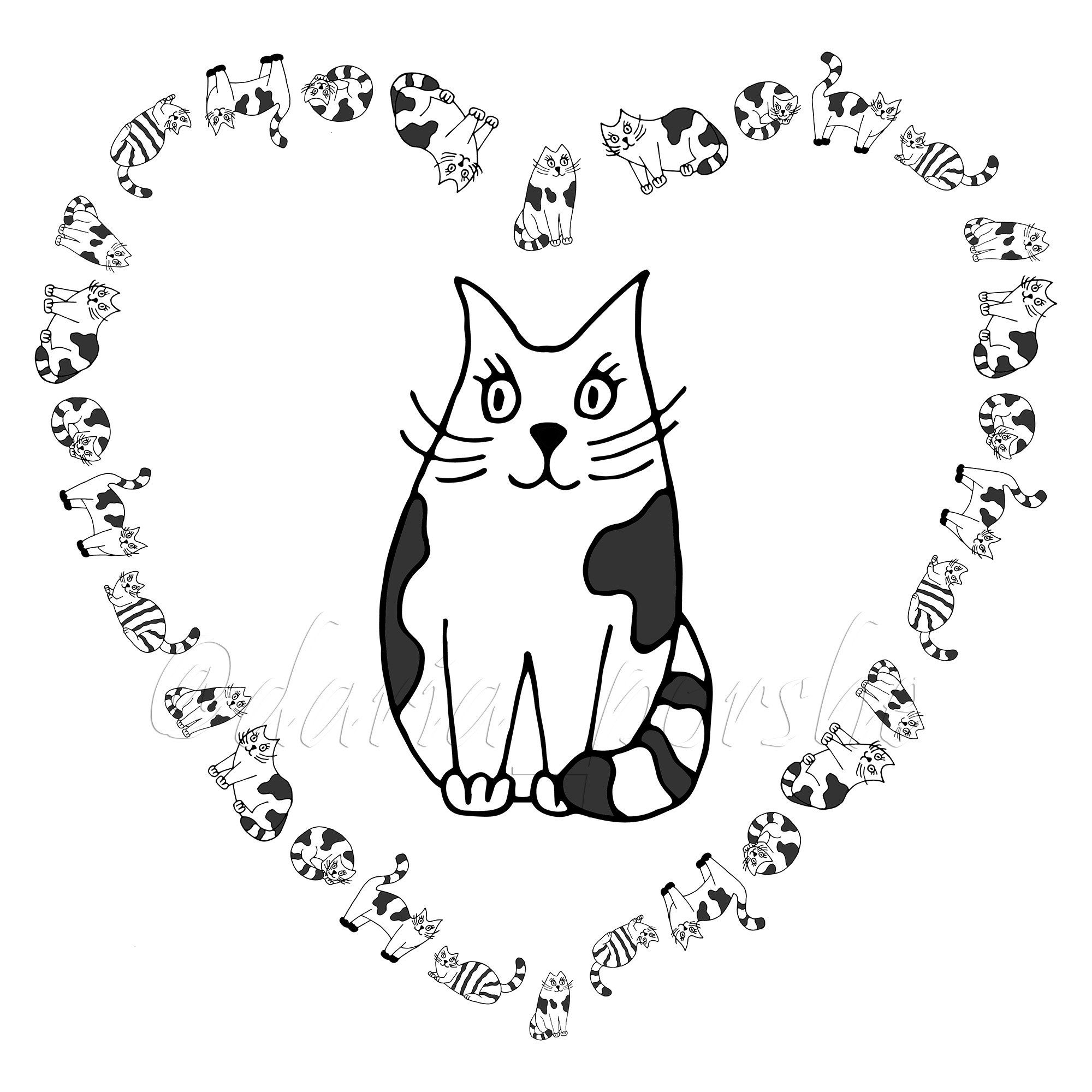 Print cats  in the heart doodling %d0%b8%d0%bd%d1%81%d1%82