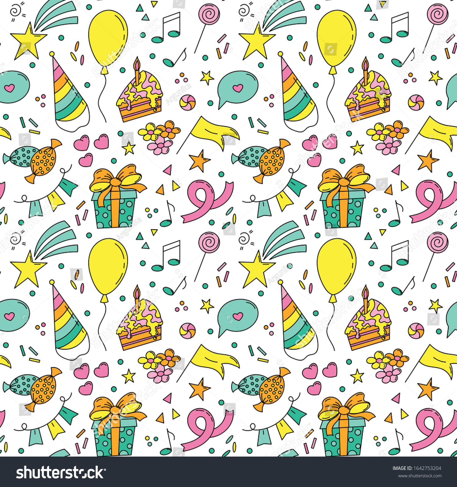 Stock vector birthday party seamless pattern kids print 1642753204