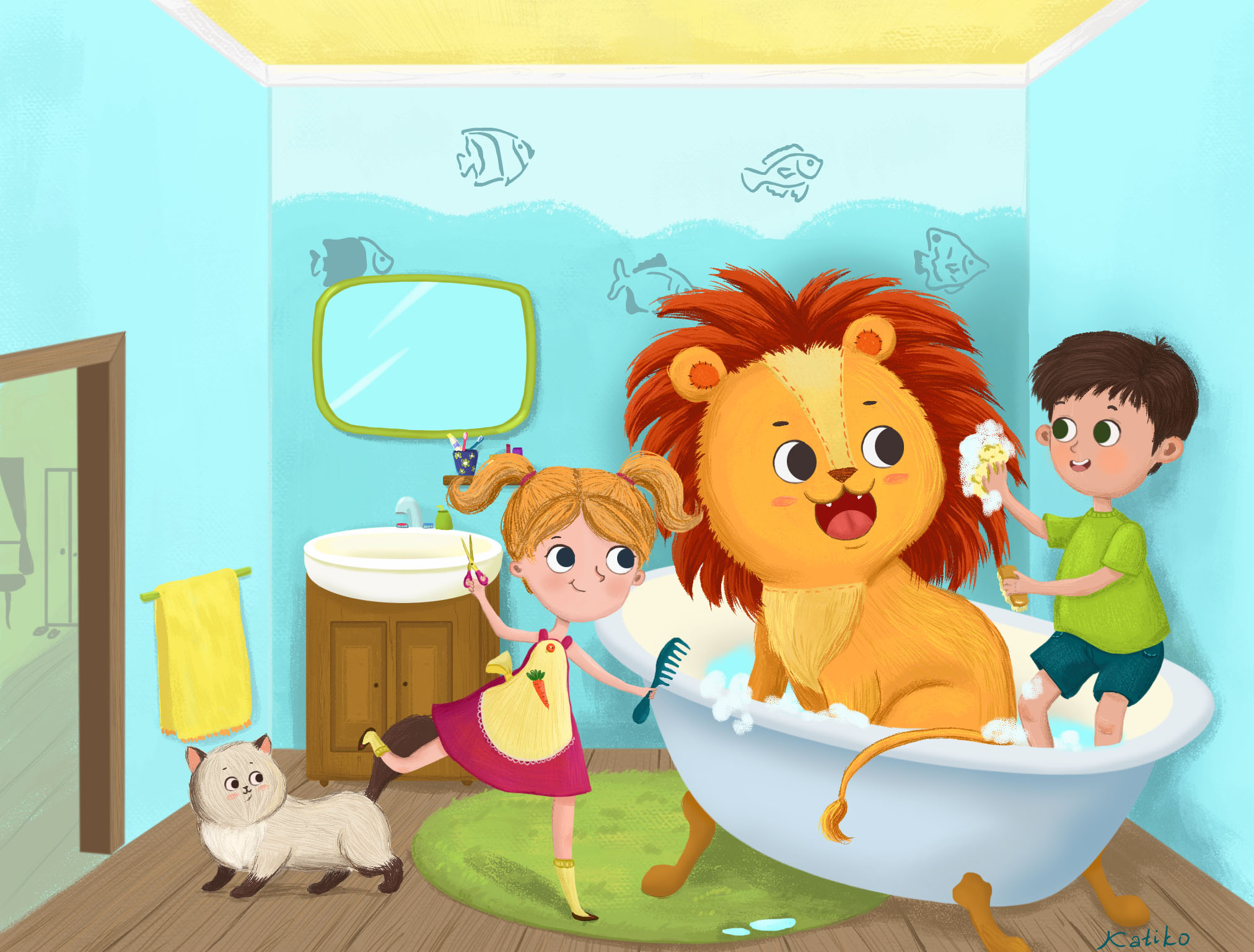 Lion in the bath