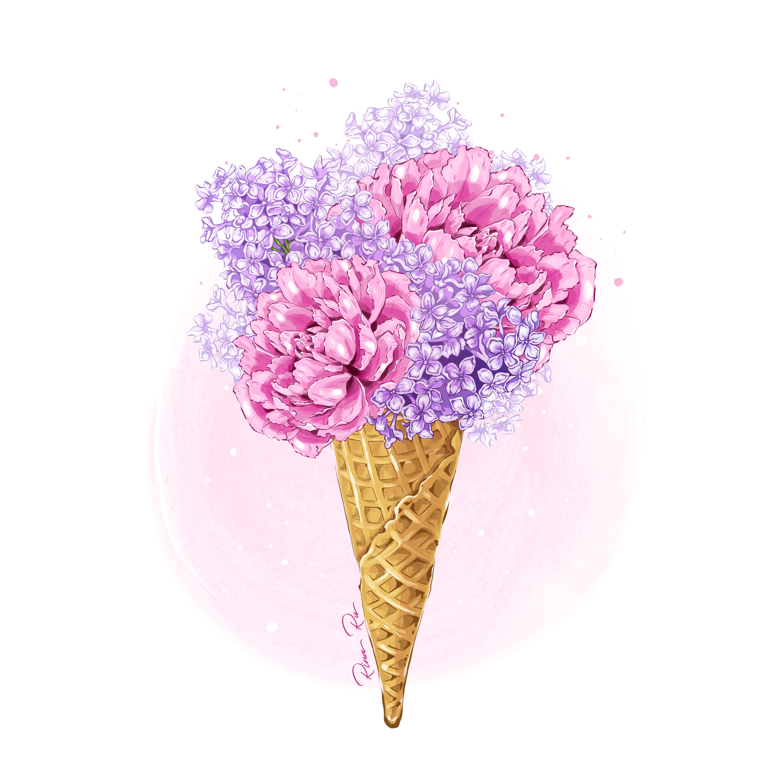 Цветы в рожке мороженого