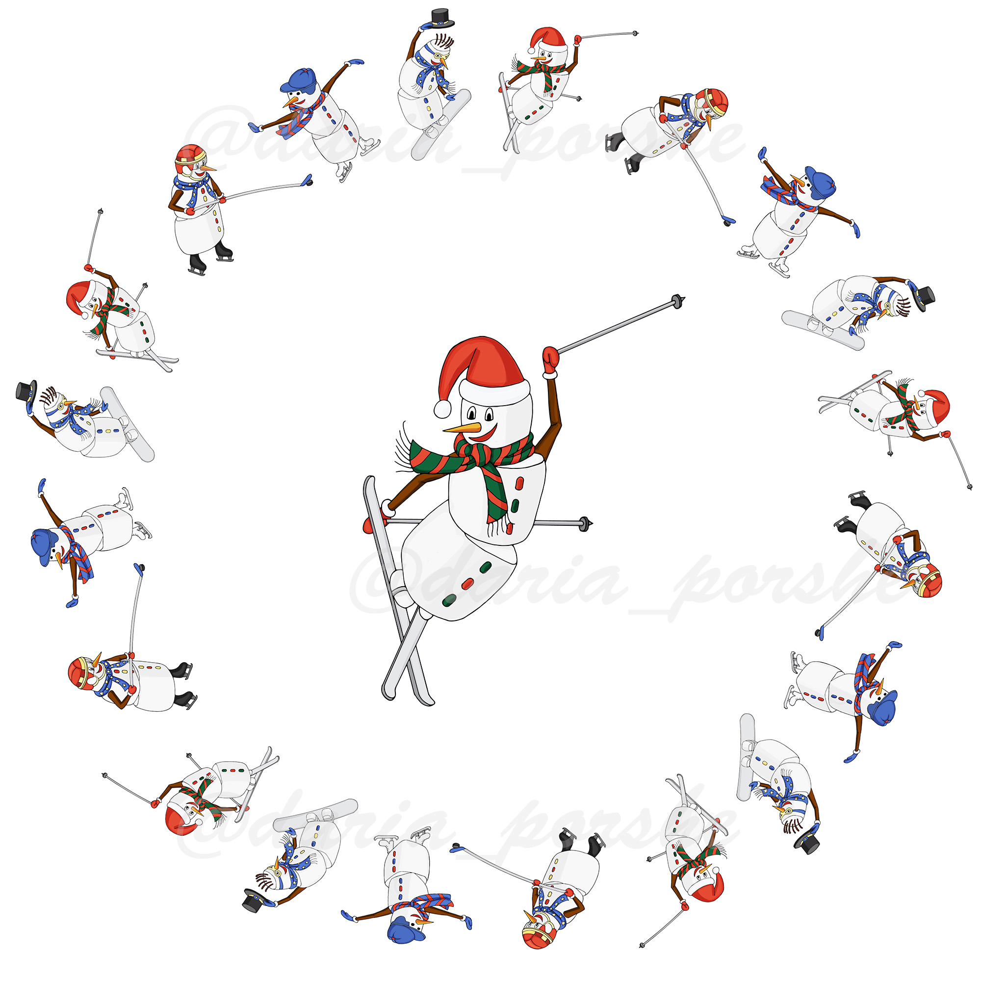 Snowman skier in the circle snownan s sportsmen %d0%b4%d0%bb%d1%8f %d0%b8%d0%bd%d1%81%d1%82