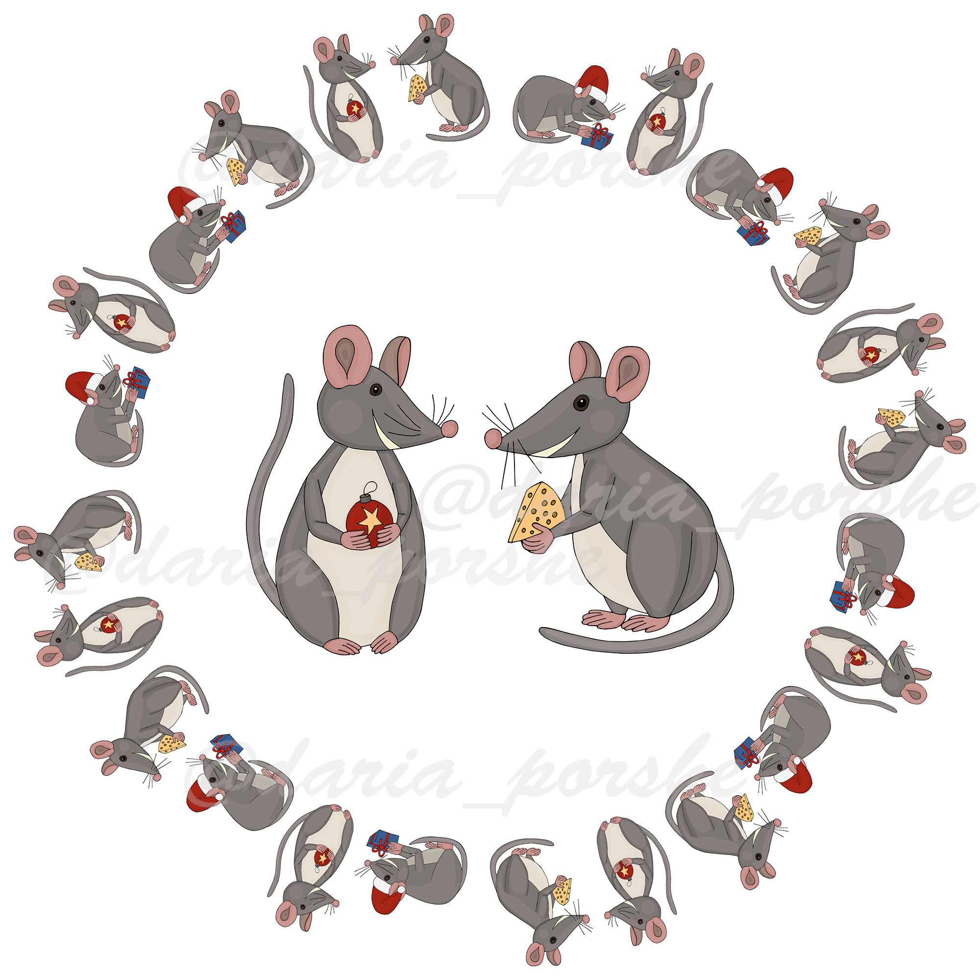 New year two rat mice in a circle of mice %d0%b4%d0%bb%d1%8f %d0%b8%d0%bd%d1%81%d1%82