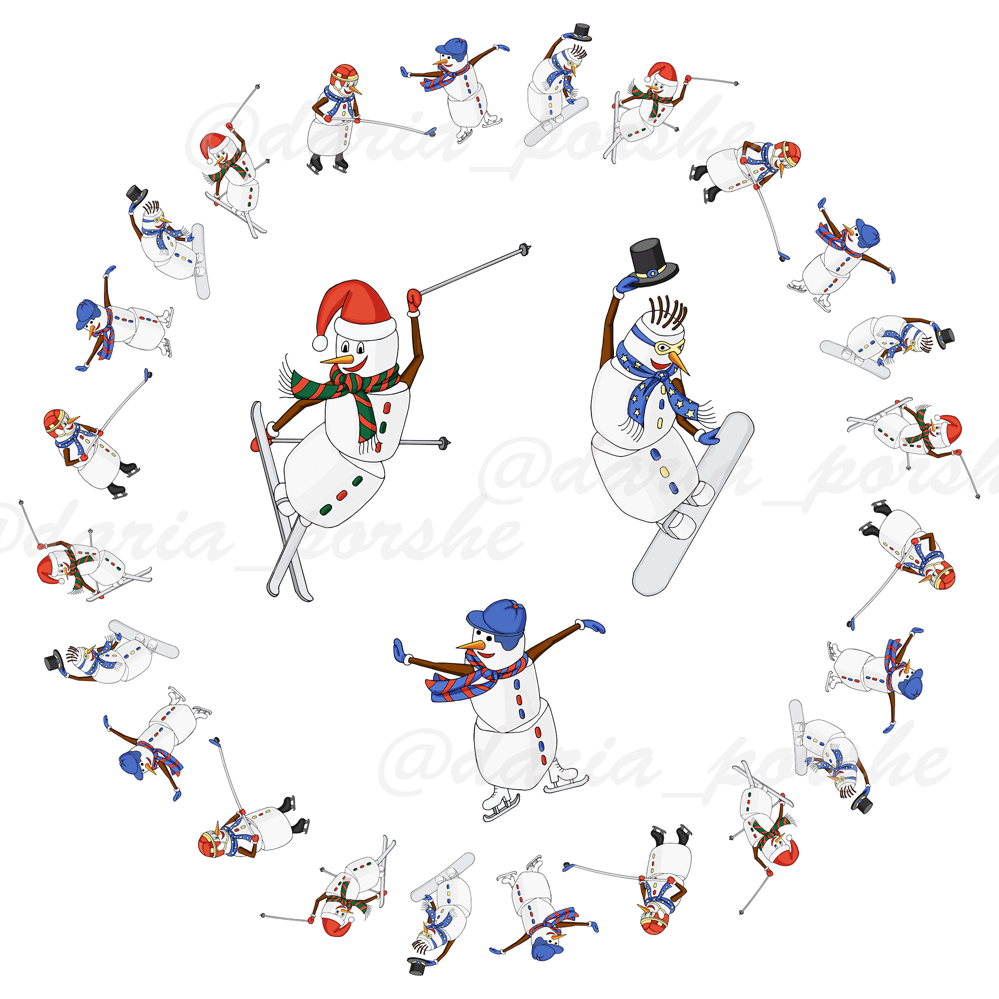 Snowman athlete in a circle of snowmen %d0%b4%d0%bb%d1%8f %d0%b8%d0%bd%d1%81%d1%82