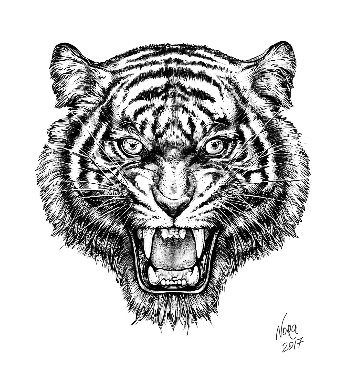 Тигр тату на белом фоне