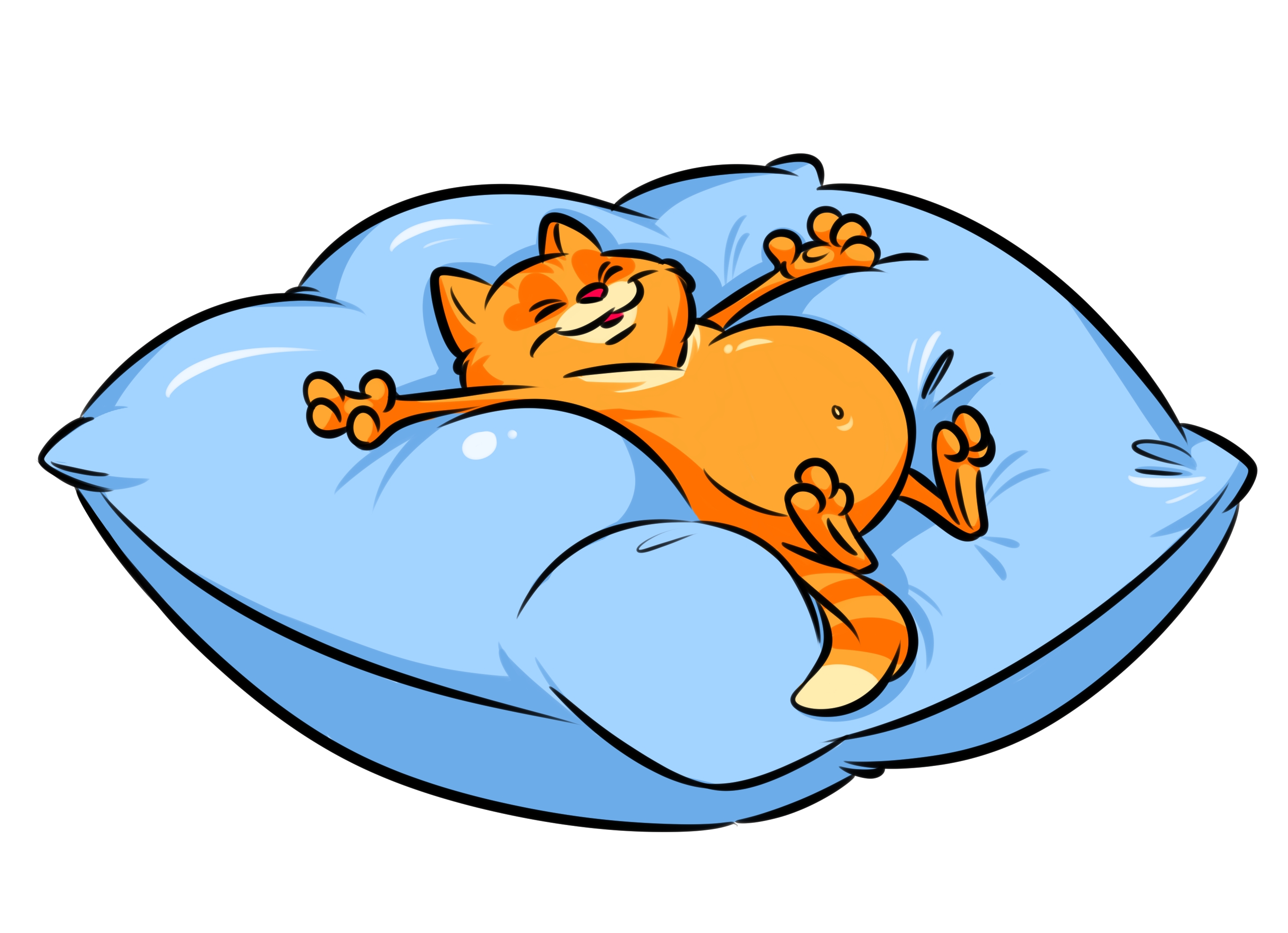 Кот на подушке мультяшный