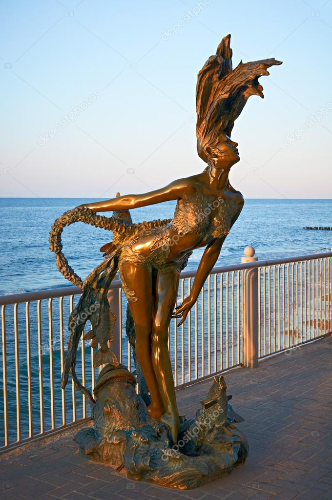 Depositphotos 38956193 stock photo bronze sculpture of a mermaid