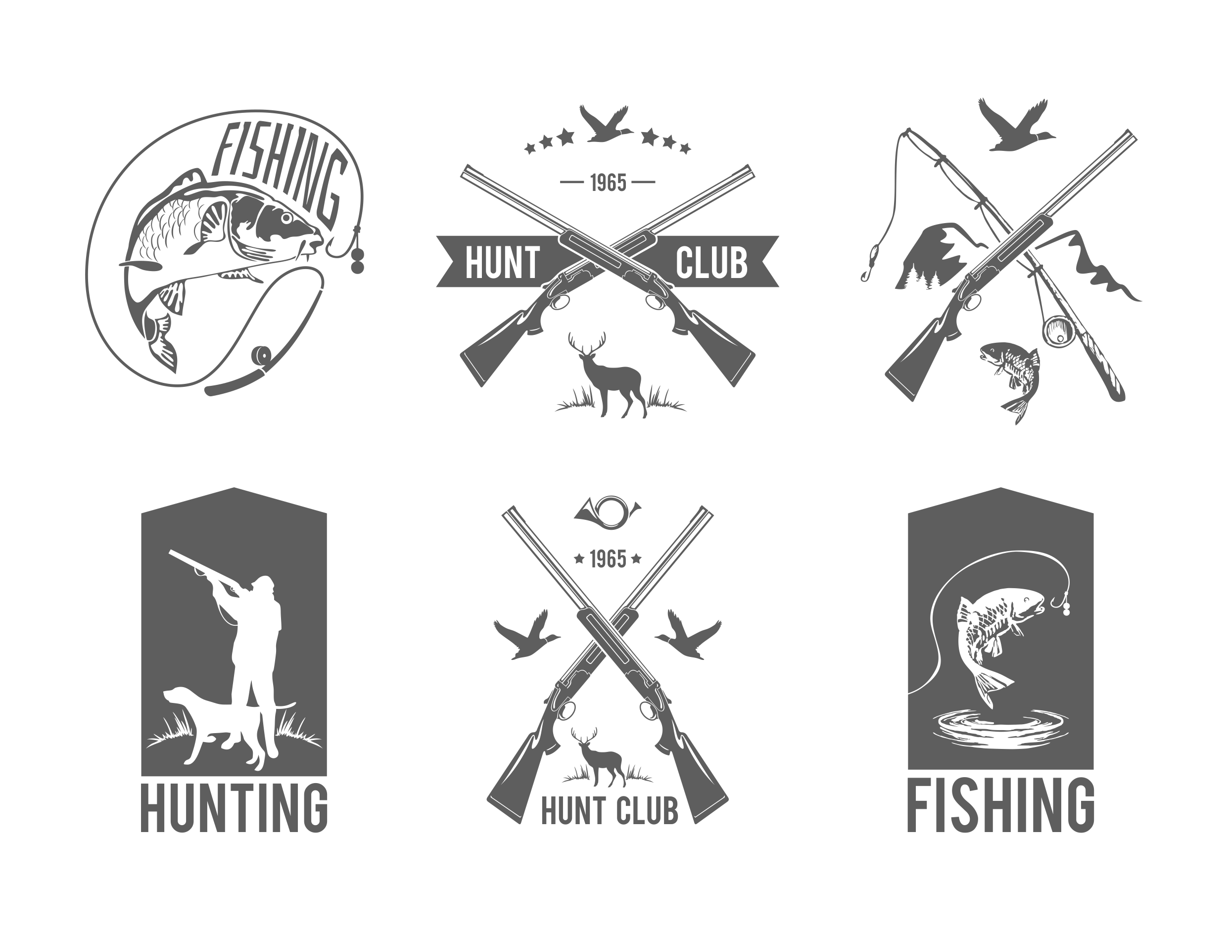 1511.m10.i303.n008.s.c10.217170343 vintage hunting and fishing vector labels  logos and emblems set